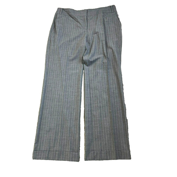 ELLEN TRACY NWT‎ Women 16 Gray Pink Metallic Stripe Wool Boot Cut Trouser Pants - Picture 1 of 10